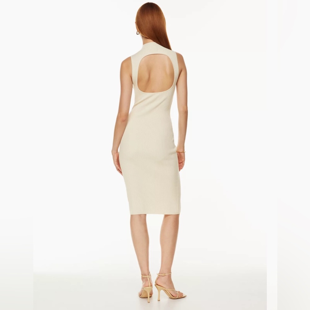 Knit mock neck midi sleeveless dress with cutout babaton compose